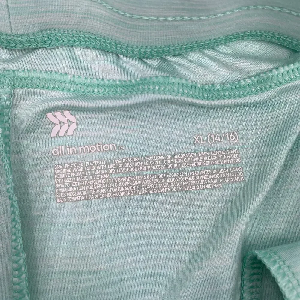 All in Motion Activewear Running Elastic Waist Shorts Green Girl's Size XL 14/16